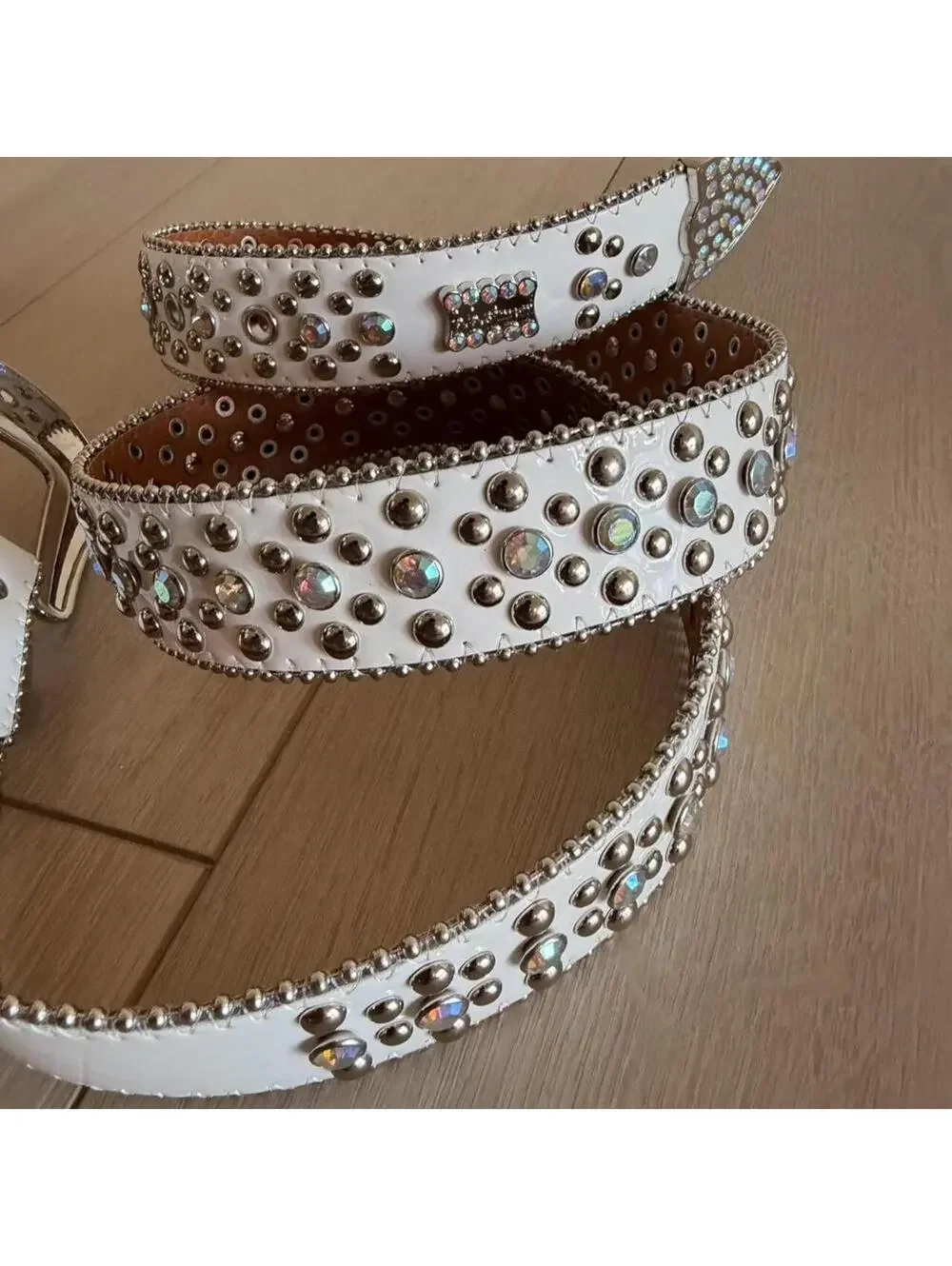 BB Simon Men's White and Cream Belt